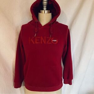 Kenzo  Sm burgundy hooded tiger and logo sweatshirt. Front and back